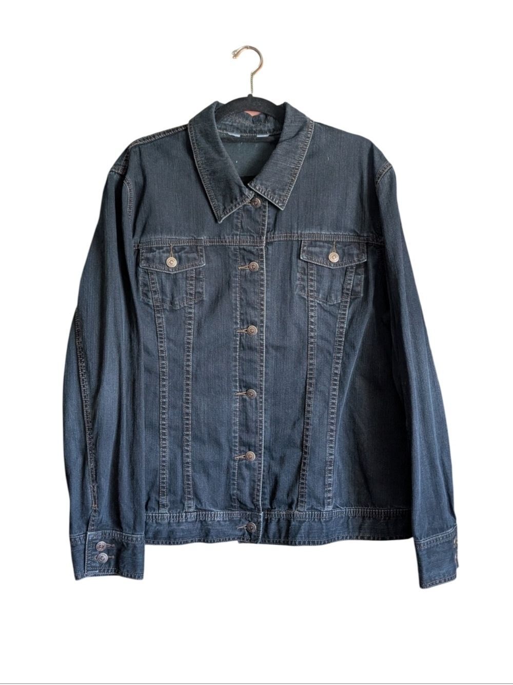 1X (25" ptp) • Denver Hayes • Indigo Blue Denim Jacket with Button Front
